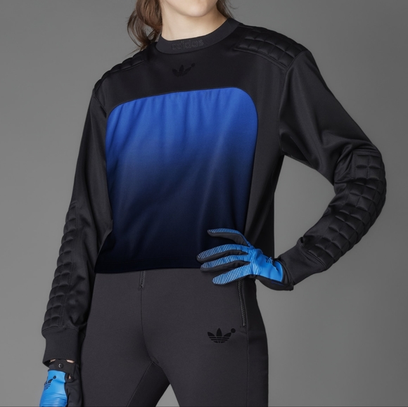 NWT Adidas BLUE VERSION Black/Royal Blue Goalkeeper Padded Long Sleeve Top L - Picture 1 of 11